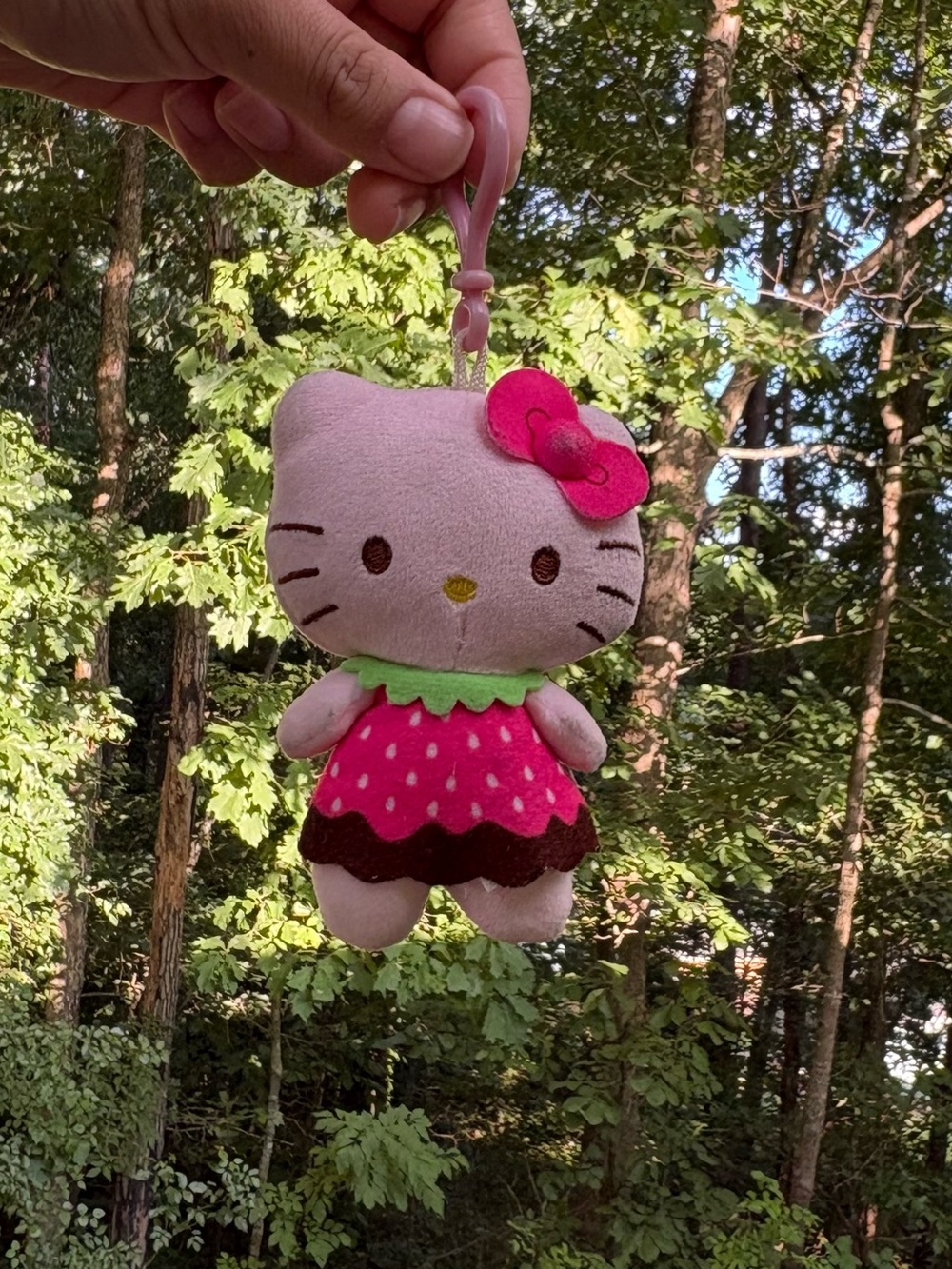 Hello Kitty Pink Strawberry Plush Keychain